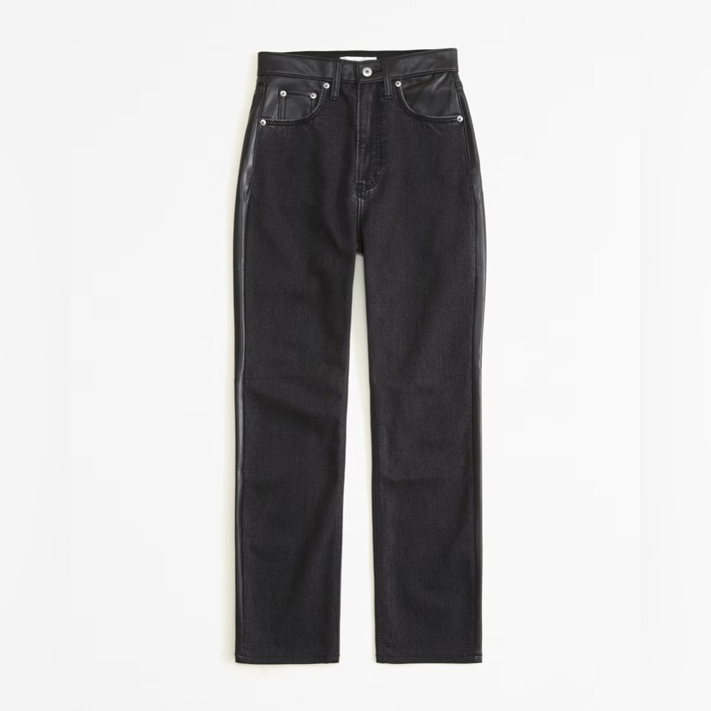 Abercrombie & Fitch Mixed Fabric Ultra High Rise Ankle Straight Jean - Picture 2 of 12